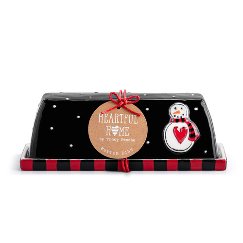 Snowman Polka Dot Butter Dish slide 