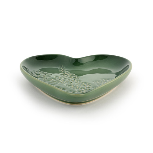Green Pressed Floral Heart Spoon Rest slide 