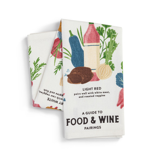 Food and Wine Pairings Cotton Twill Kitchen Towel slide 