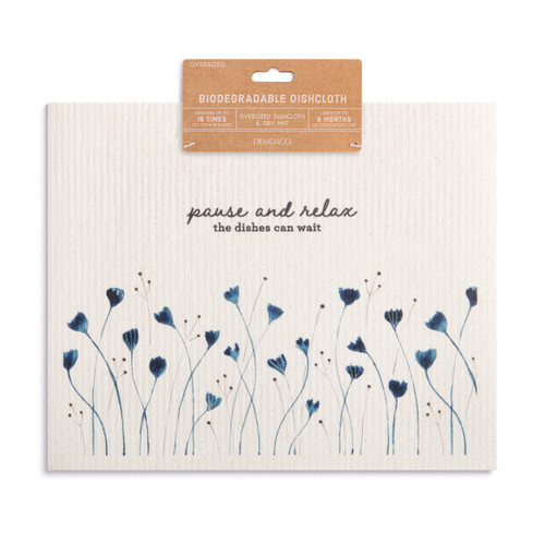 Blue Wildflowers Extra Large Biodegradable Dish Cloth slide 