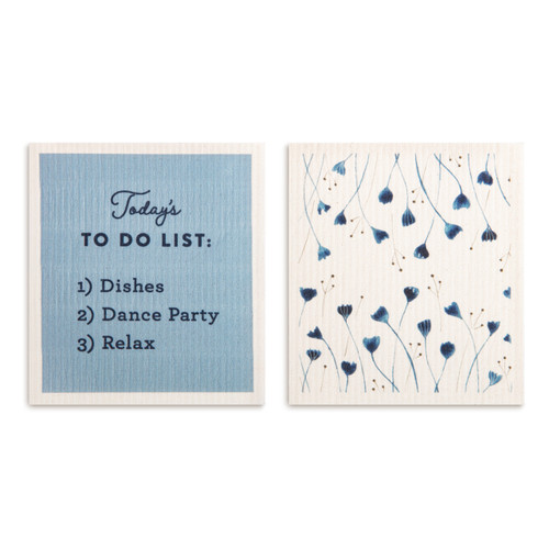 Biodegradable Dish Cloths Set of 2 - Blue Wildflowers slide 