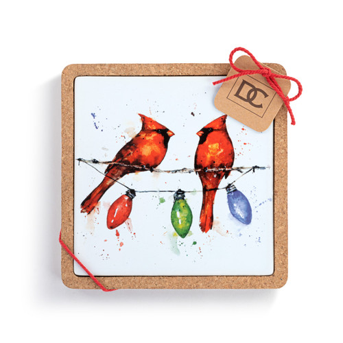 Cardinals on Lightstring Cork Base Trivet slide 