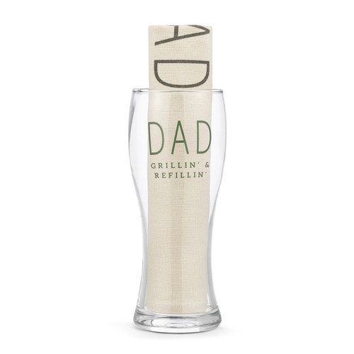Dad Grillin' Pilsner Glass & Towel Set slide 
