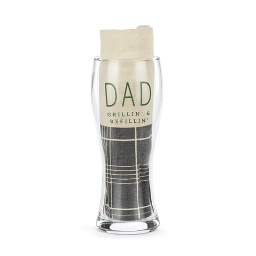 Dad Grillin' Pilsner Glass & Towel Set slide 