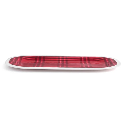 Red Plaid Medium Melamine Rectangular Platter slide 