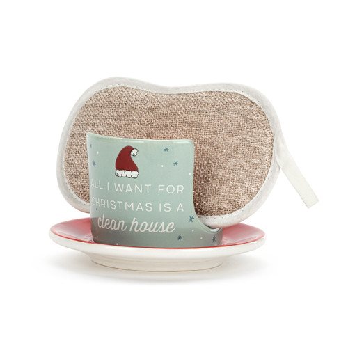 Clean House For Christmas Soap Dish with Sponge slide 