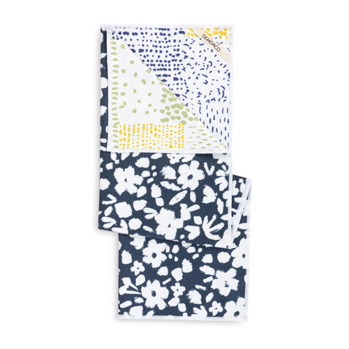 Navy Floral Absorbent Reversible Towel - 18x30in slide 