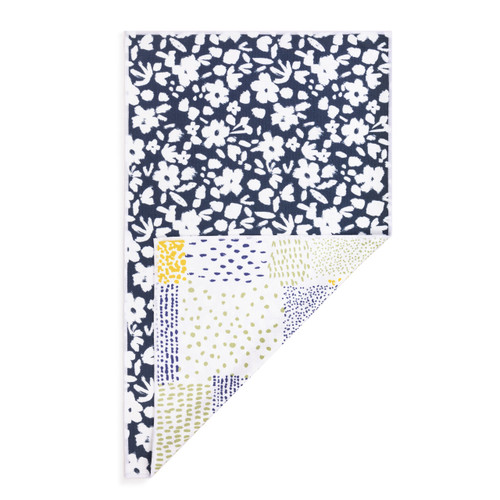 Navy Floral Absorbent Reversible Towel - 18x30in slide 