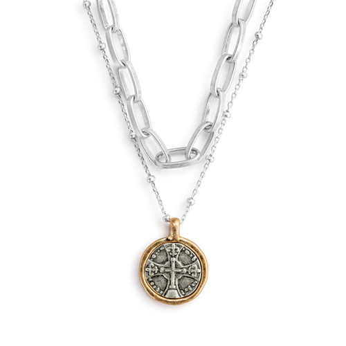 Wrapped in Prayer Layer Necklace - Silver slide 