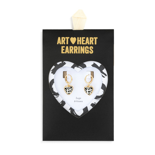 Art Heart Earrings - Hugs & Kisses slide 