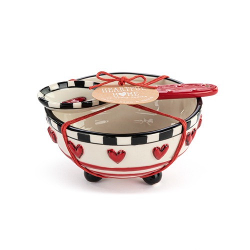 Holiday Red Heart Candy Dish with Spoon slide 
