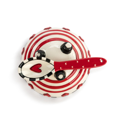 Holiday Red Heart Candy Dish with Spoon slide 