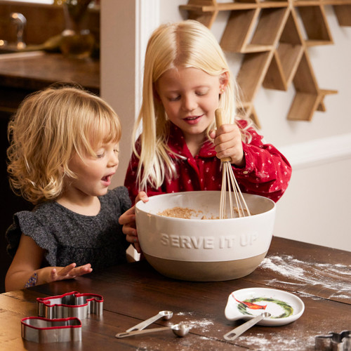 Gather 'Round White Stoneware Serve It Up Serving Bowl 10" slide 