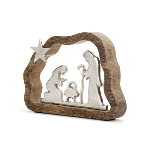 Wood Framed Metal Holy Family slide 