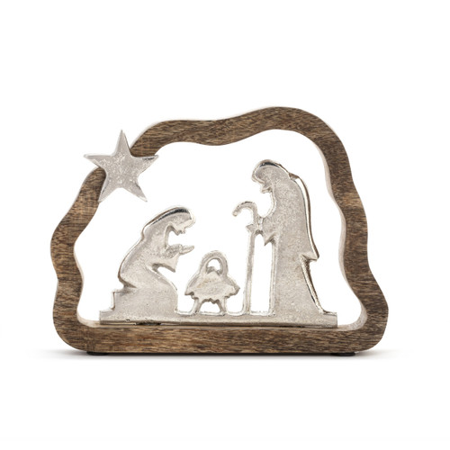 Wood Framed Metal Holy Family slide 