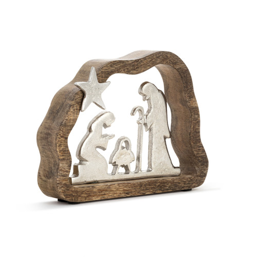 Wood Framed Metal Holy Family slide 