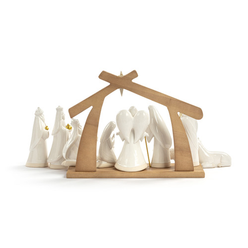 Faithful Finds Ceramic Christmas Nativity Set With Figurines 13" x 11" slide 