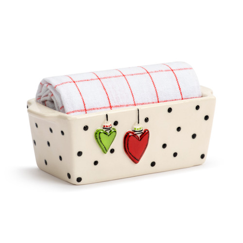 Mini Loaf Pan with Towel Set - Hearts slide 
