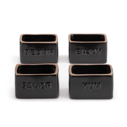 Black Gather Round Napkin Rings - Set of 4 slide 