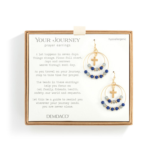 Beaded Prayer Earrings - Indigo slide 