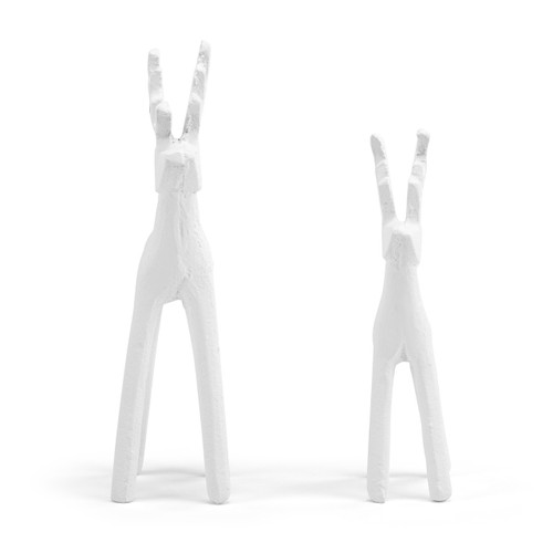 Cast Iron White Reindeer - Set of 2 slide 