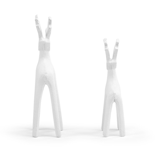 Cast Iron White Reindeer - Set of 2 slide 