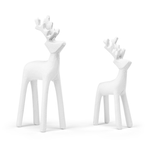Cast Iron White Reindeer - Set of 2 slide 