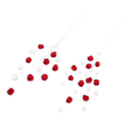 Red White Pom Pom Spray - 2 Assorted slide 