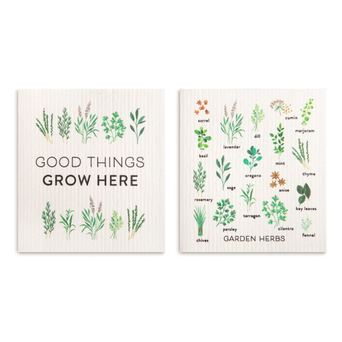 Biodegradable Dish Cloths Set of 2 - Garden Herbs slide 