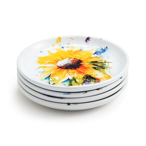 Dean Crouser Sunflower Stoneware Appetizer Plates Set of 4 6.5" x 6.5" slide 