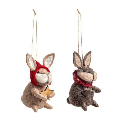 Felted Rabbit Ornaments - Set of 2 slide 