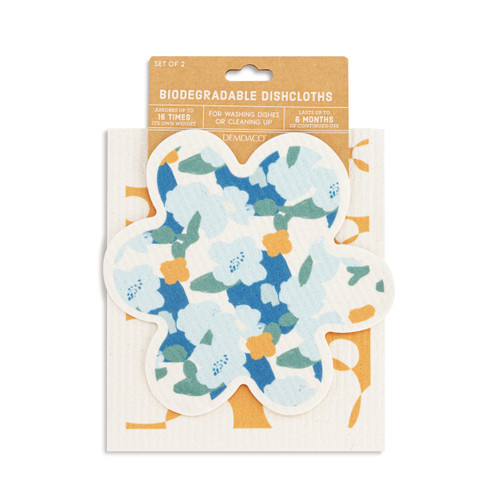 Flower BioDishCloths Blue Orange Poppy slide 