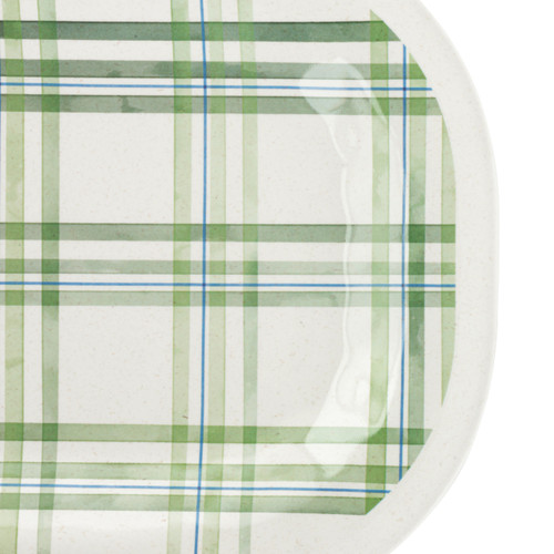 Green Plaid Medium Melamine Rectangular Platter slide 