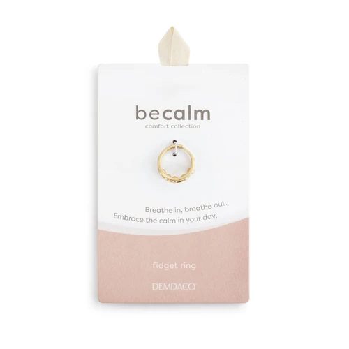 BeCalm Gold Adjustable Spinning Fidget Ring 1" slide 