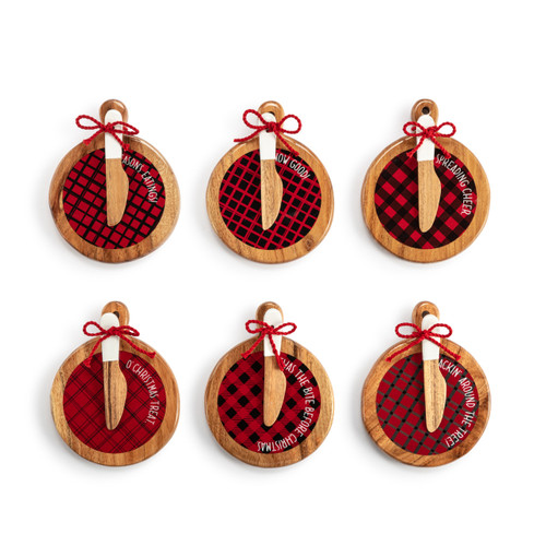 Plaid Mini Wood Serving Board - 6 Assorted slide 