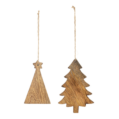 Rustic Wood Tree Ornaments - 2 Assorted slide 