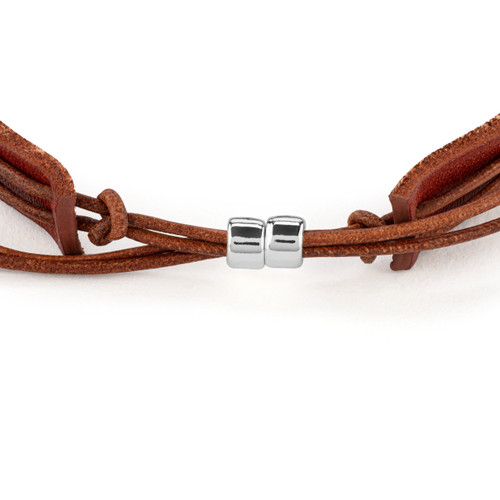 Men's Cross Bracelet - Brown slide 