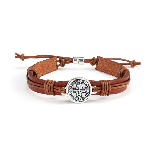 Men's Cross Bracelet - Brown slide 