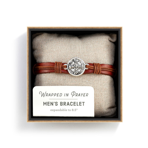 Men's Cross Bracelet - Brown slide 