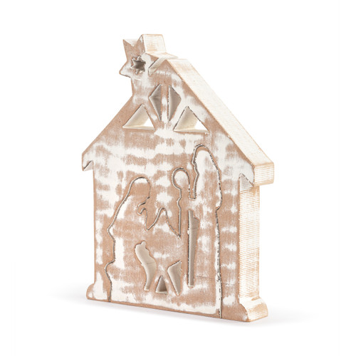Whitewashed Wood 2-Piece Nativity slide 