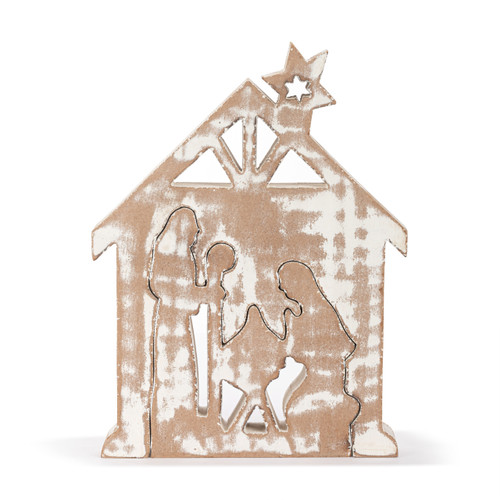 Whitewashed Wood 2-Piece Nativity slide 