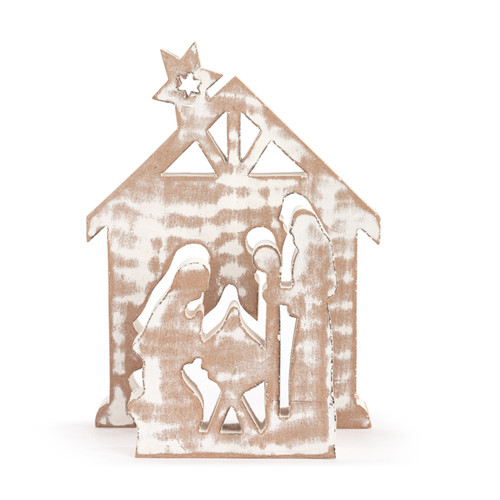 Whitewashed Wood 2-Piece Nativity slide 