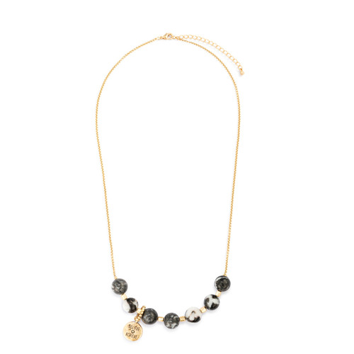 7 Days Black and Gold Adjustable Tracker Necklace 30" slide 