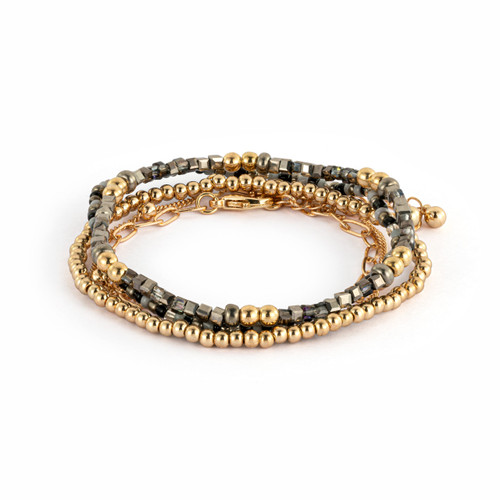 Bracelet Set of 5 - Sand Gold slide 