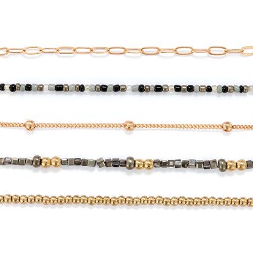 Bracelet Set of 5 - Sand Gold slide 