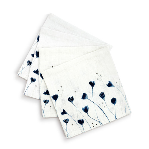 Blue Wildflowers Fabric Cocktail Napkin slide 