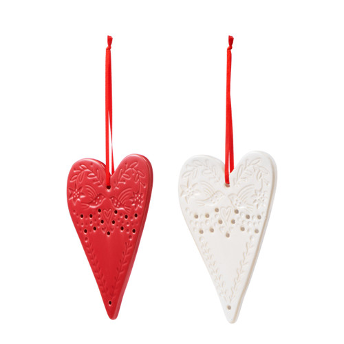 Heart Ceramic Ornaments - Set of 2 slide 