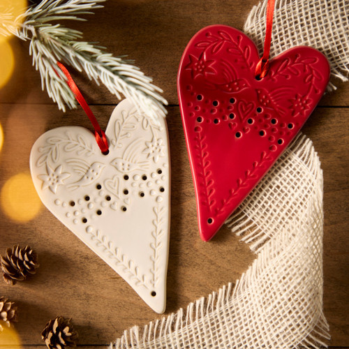 Heart Ceramic Ornaments - Set of 2 slide 