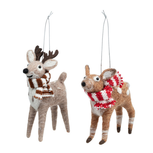 Deer Felt Ornaments - 2 Assorted slide 