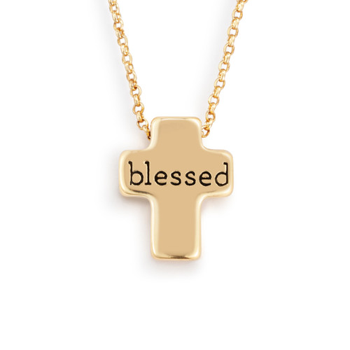 Artful Cross Necklace - Blessed slide 